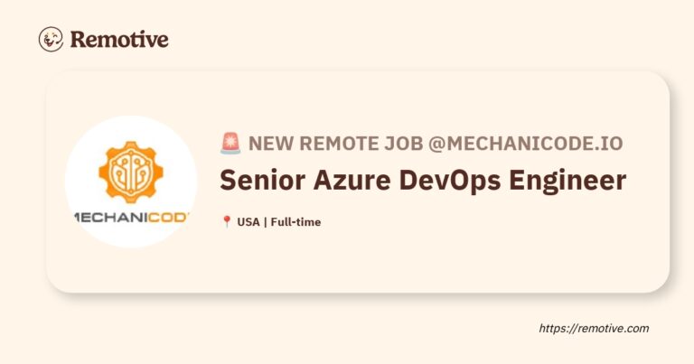 [Hiring] Senior Azure DevOps Engineer @Mechanicode.io